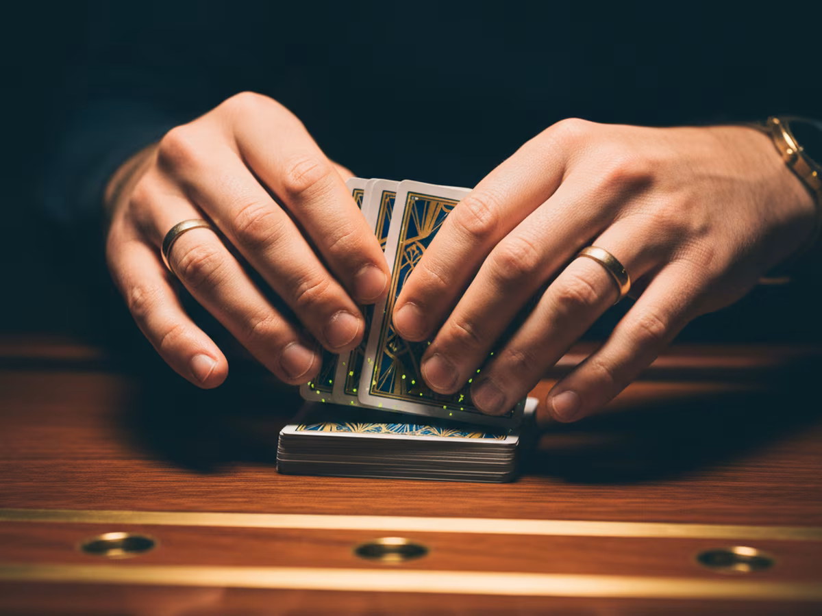 Dealer kártyaosztás közben